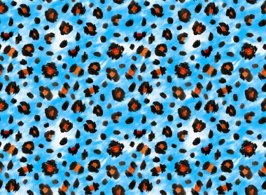 Seamless faux leopard skin pattern with black and brown spots clipart