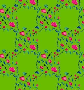 Renkli çiçeklerle renksiz, parlak desenli el çizimi 