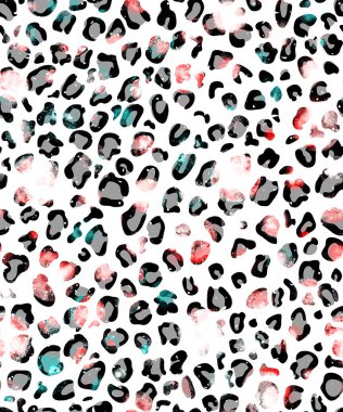 Leopar benekli, renksiz, parlak desenli el çizimi.