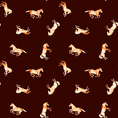 Atlarla kusursuz renksiz parlak desen 