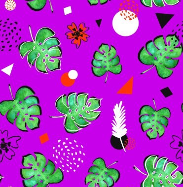 Tropikal yapraklarla renksiz parlak desenler çizilmiş. 