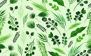 Renkli çiçekler ve yapraklarla renksiz, parlak desenli el çizimi. 