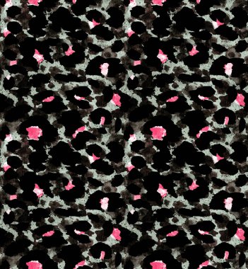 Leopar benekli, renksiz, parlak desenli el çizimi.