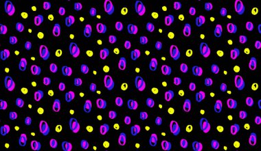 Elleri neon noktalı, renksiz desenli.  