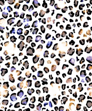 Leopar benekli, renksiz, parlak desenli el çizimi.