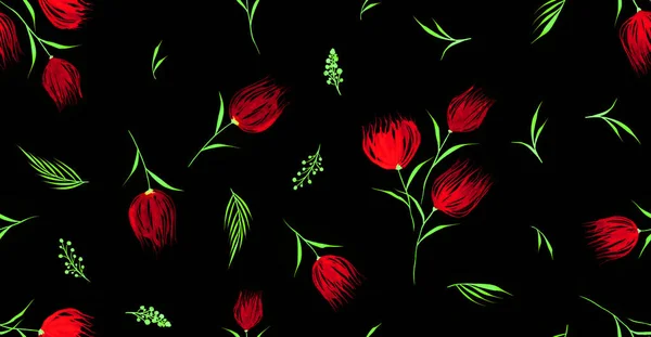 手描きアブストラクト水彩パステルチューリップ花のシームレスなパターン孤立した背景 — ストック写真