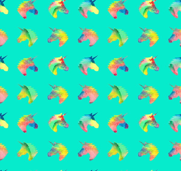 seamless colorful bright pattern with beautiful unicorns 