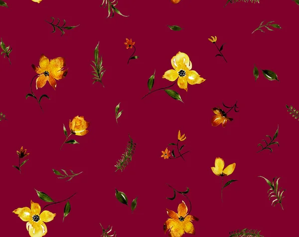 Hand Drawn Seamless Colorful Bright Pattern Colorful Flowers — Stock Photo, Image