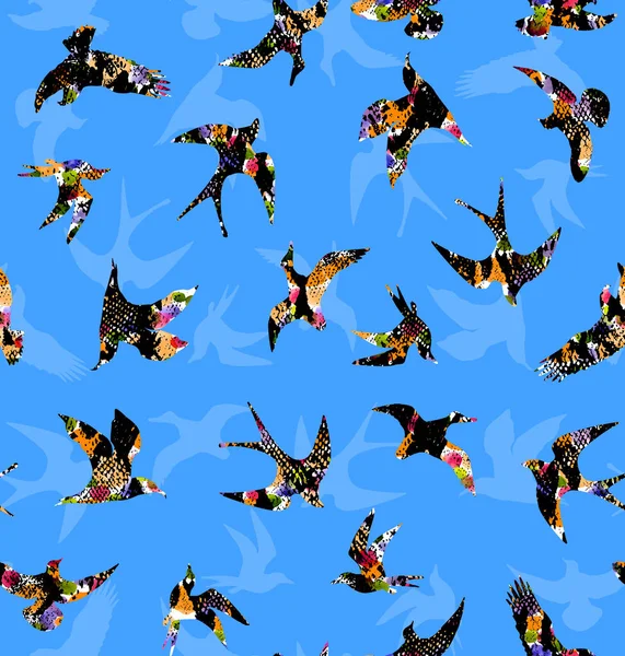 Naadloos Kleurrijk Helder Patroon Met Vogels — Stockfoto