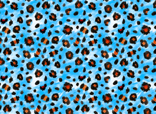 Patrón Piel Leopardo Sintética Sin Costuras Con Manchas Negras Marrones —  Fotos de Stock