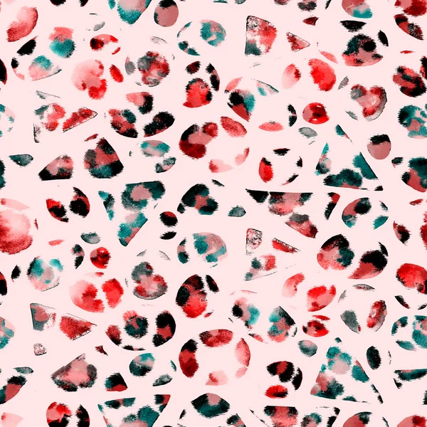 Hand Drawn Seamless Colorful Bright Pattern Leopard Spots — Stock Photo, Image