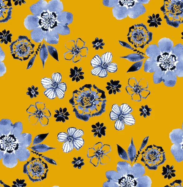 Dibujado Mano Sin Problemas Brillante Patrón Colores Con Flores —  Fotos de Stock
