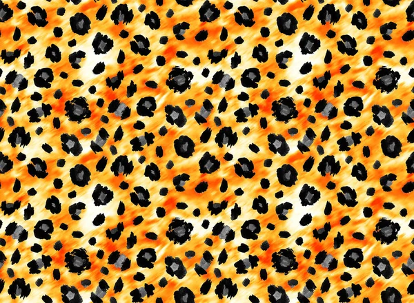 Seamless Faux Leopard Skin Pattern Black Brown Spots — Stock Photo, Image