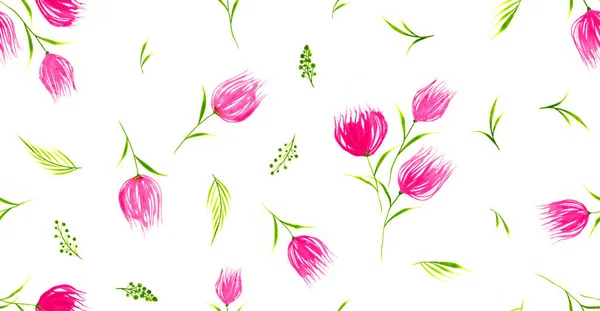 Peinture Main Abstraite Aquarelle Pastel Tulipe Fleurs Floral Sans Couture — Photo