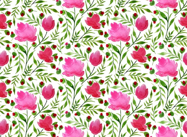 Hand Drawn Seamless Colorful Bright Pattern Colorful Flowers — Stock Photo, Image