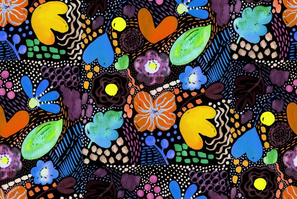 Lukisan Tangan Abstrak Pastel Air Dengan Warna Bunga Hati Dan — Stok Foto