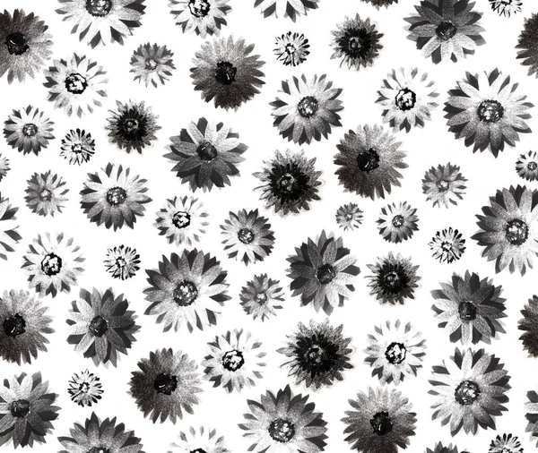 手绘无缝色彩艳丽的花纹 灰色金属化花 — 图库照片