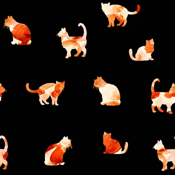 Naadloze Kleurrijke Heldere Patroon Met Katten — Stockfoto
