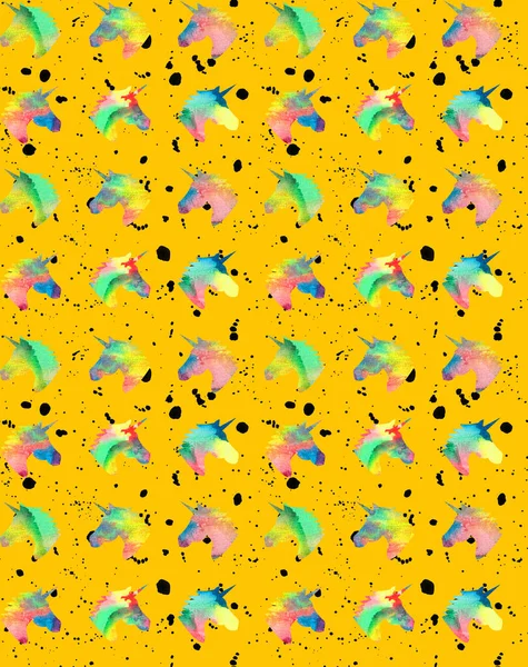 Naadloze Kleurrijke Heldere Patroon Met Mooie Eenhoorns — Stockfoto