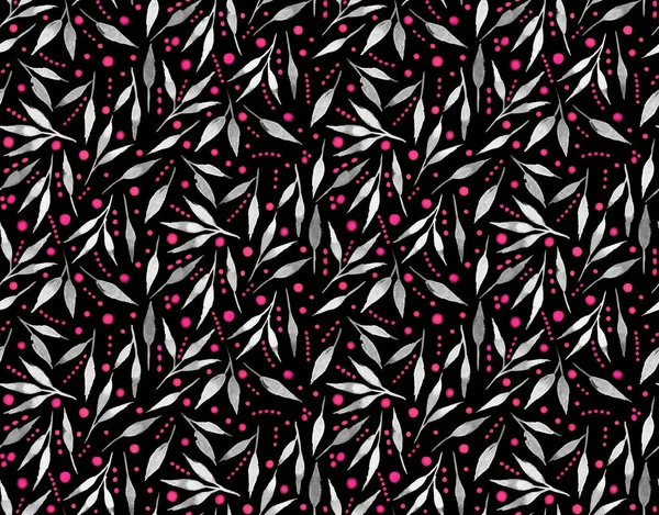 手描きアブストラクト水彩パステルカラー葉花シームレスパターン背景 — ストック写真
