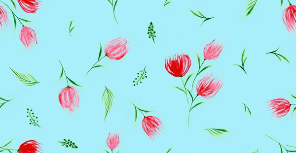 El Boyası Soyut Suluboya Pastel Lale Çiçekler Çiçeksiz Desenli Arkaplan