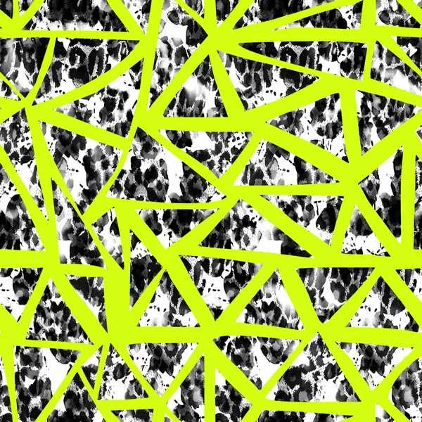 Рука Намальована Безшовним Барвистим Яскравим Візерунком Плямами Леопарда Трикутниками — стокове фото