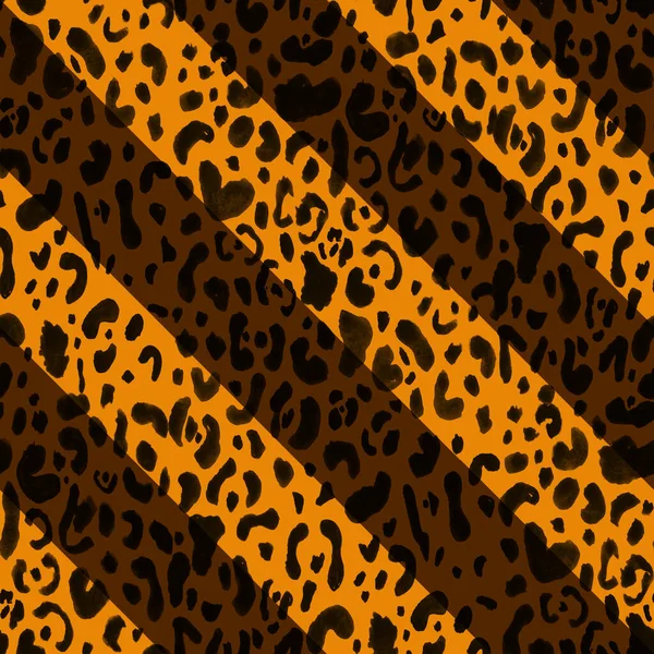 Handritade Sömlösa Färgglada Ljusa Mönster Med Leopard Fläckar Diagonaler — Stockfoto