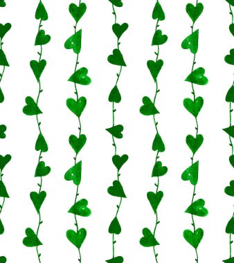 Pürüzsüz, parlak bir desen ve kalpler iplerin üzerinde.