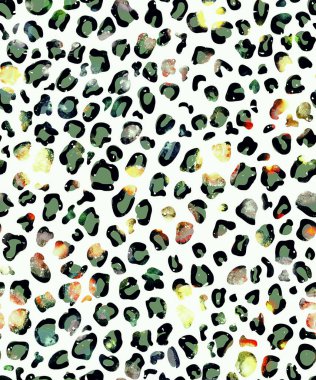 Leopar benekli, renksiz, parlak desenli el çizimi.