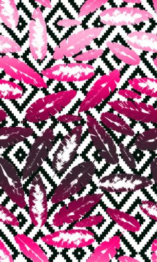 Tropikal yapraklarla renksiz parlak desenler çizilmiş. 