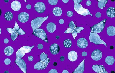 Kelebekler ve noktalarla renksiz parlak desenler.