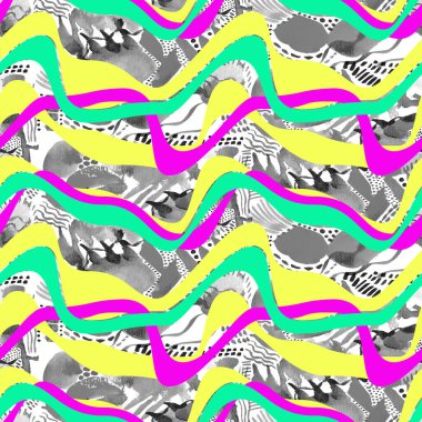 Noktalar ve çizgiler ile soyut el renksiz parlak desen çizildi 