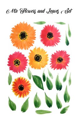 Renkli çiçeklerle dolu renkli parlak bir kart.