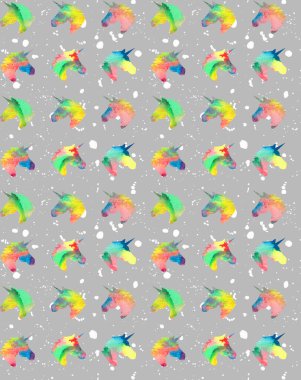 Renksiz parlak desenli, güzel tek boynuzlu atlar. 