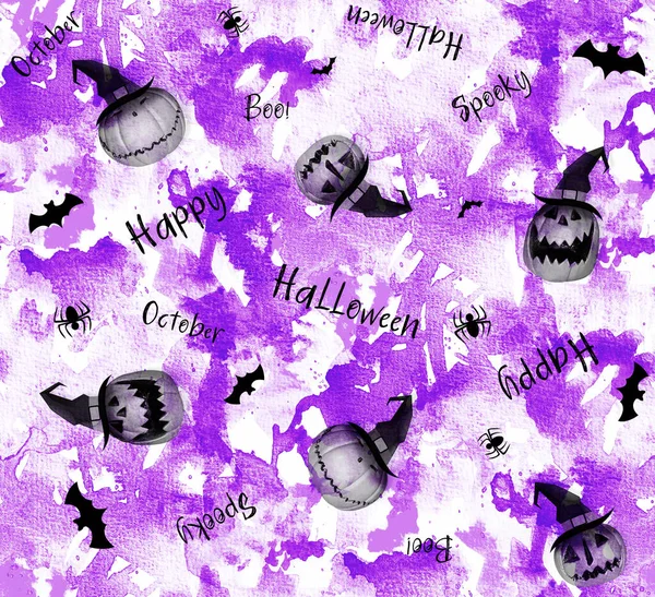 Pompoenen Abstracte Creatieve Naadloze Kleurrijke Achtergrond Happy Halloween Concept — Stockfoto