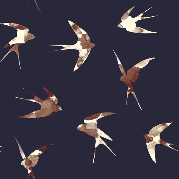 Bezešvé Barevné Jasný Vzor Ptáky — Stock fotografie