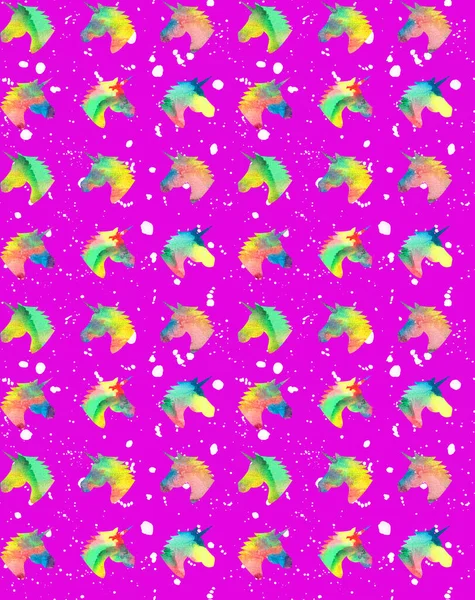 Seamless Colorful Bright Pattern Beautiful Unicorns — Stock Photo, Image