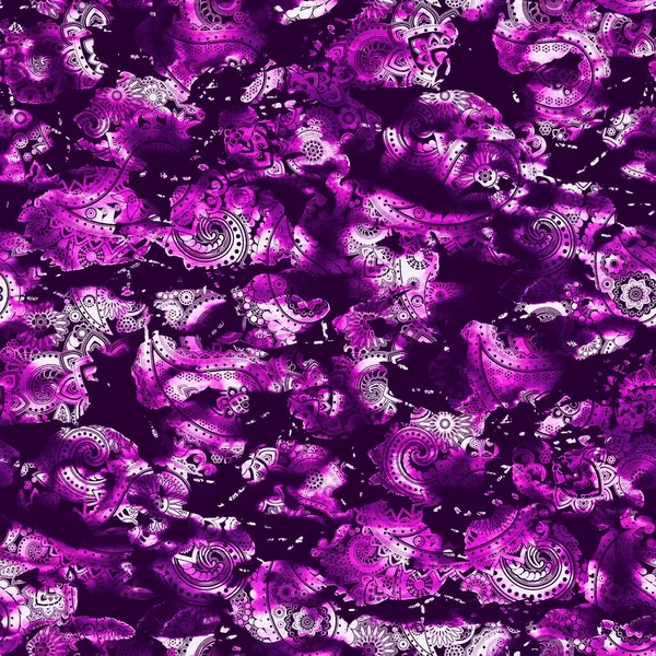 Handgezeichnete Nahtlose Bunte Paisley Muster Mit Bunten Blumen — Stockfoto