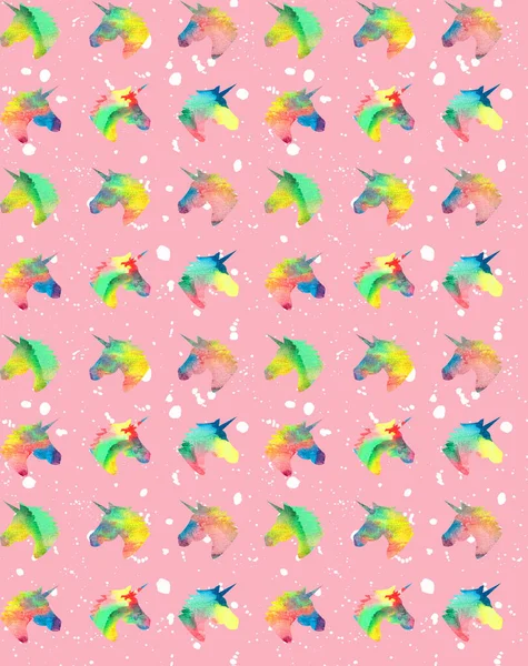 Seamless Colorful Bright Pattern Beautiful Unicorns — Stock Photo, Image