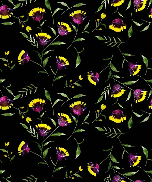 Нарисованный Вручную Безмордый Яркий Узор Цветными Цветами — стоковое фото