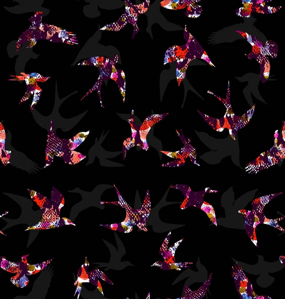 Seamless Colorful Bright Pattern Birds — Stock Photo, Image