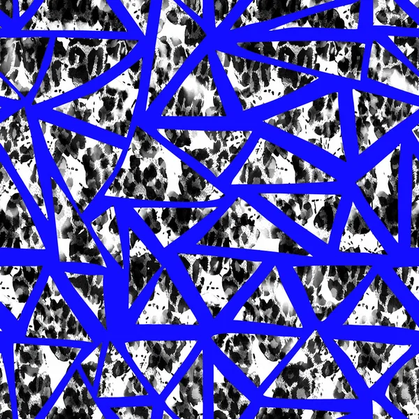 Handgetekend Naadloos Kleurrijk Helder Patroon Met Luipaardvlekken Driehoeken — Stockfoto