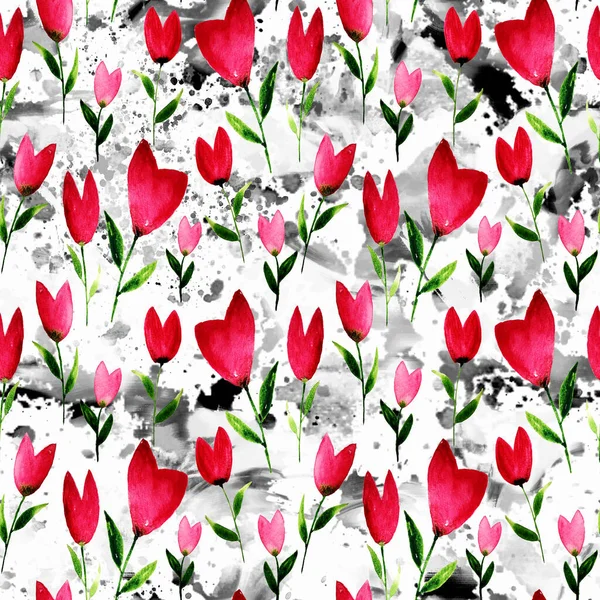 Dibujado Mano Patrón Brillante Colorido Sin Costuras Con Flores Colores —  Fotos de Stock