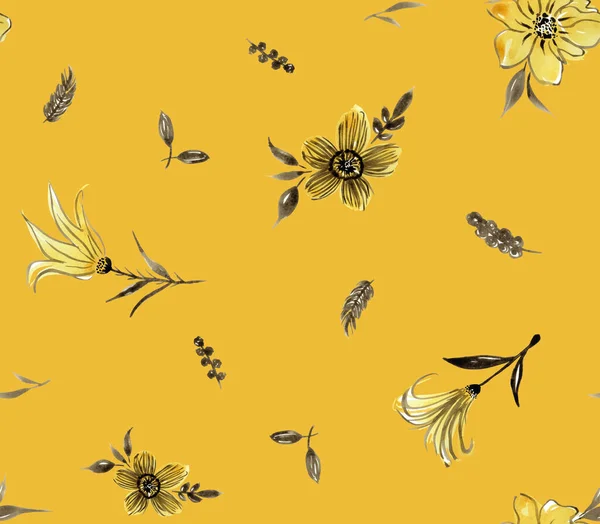 Handgezeichnete Nahtlose Bunte Helle Muster Mit Blumen — Stockfoto