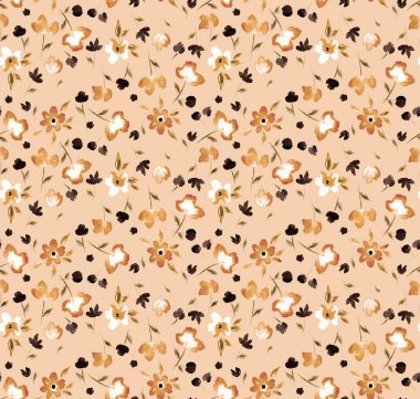 Renkli çiçeklerle renksiz, parlak desenli el çizimi