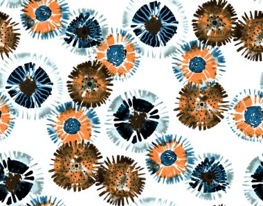 Çiçeksel Diy Shibori tarzında renksiz parlak desenli el çizimi