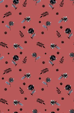 Renkli güllerle renksiz parlak desenler