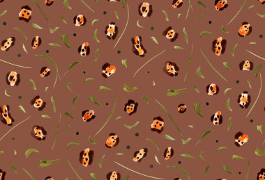 Leopar benekli, renksiz, parlak desenli el çizimi.