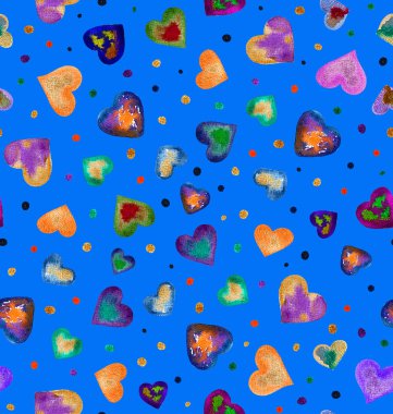 El Boyası Soyut Suluboya Pastel Renkler Romantik Kalpler Kusursuz Arkaplan
