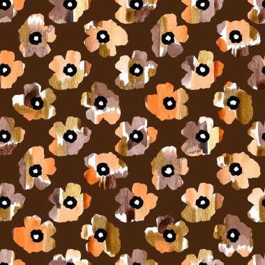 Renkli çiçeklerle renksiz, parlak desenli el çizimi